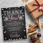 Pink Girl's Winter Christmas Baby Shower Thank You Card<br><div class="desc">Say thank you in style with these trendy baby shower thank you cards. The template wording is easy to personalise and your family and friends will be thrilled when they receive these fabulous thank yous.</div>