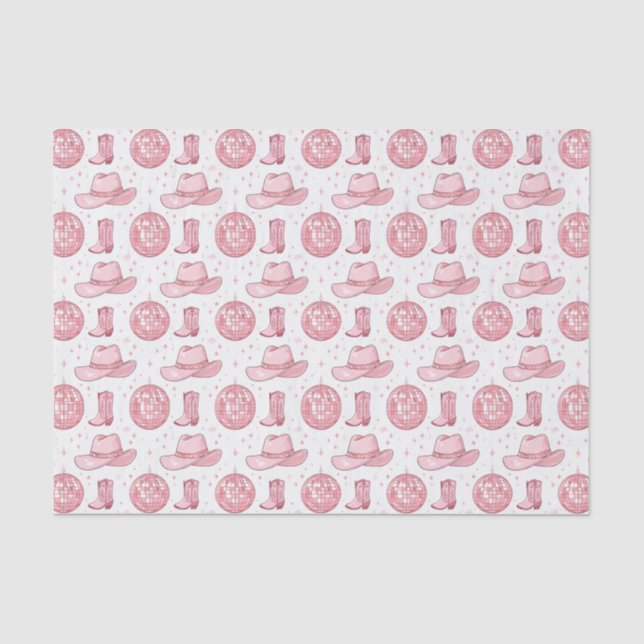 Pink Girly Aesthetic Disco Ball Pattern Tissue Paper (Front)