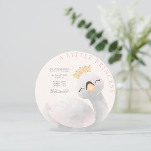 Pink girly any age swan girl birthday  invitation