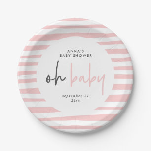 pink girly baby shower typography modern unique paper plate