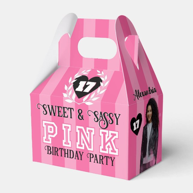  PINK Girly Birthday Party Custom Photo Any Age Favour Box (Front Side)