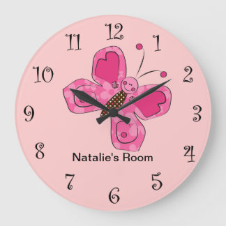 Pink Girly Butterfly Clocks