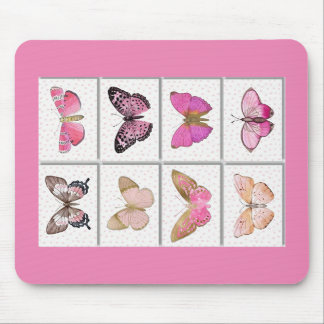 Pink Girly butterfly Mouse Pad