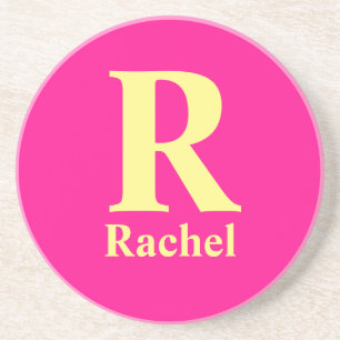 Pink Girly Chic Initial Name Coaster