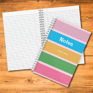 Pink Girly Colourful Monogrammed Full Name Notes Notebook