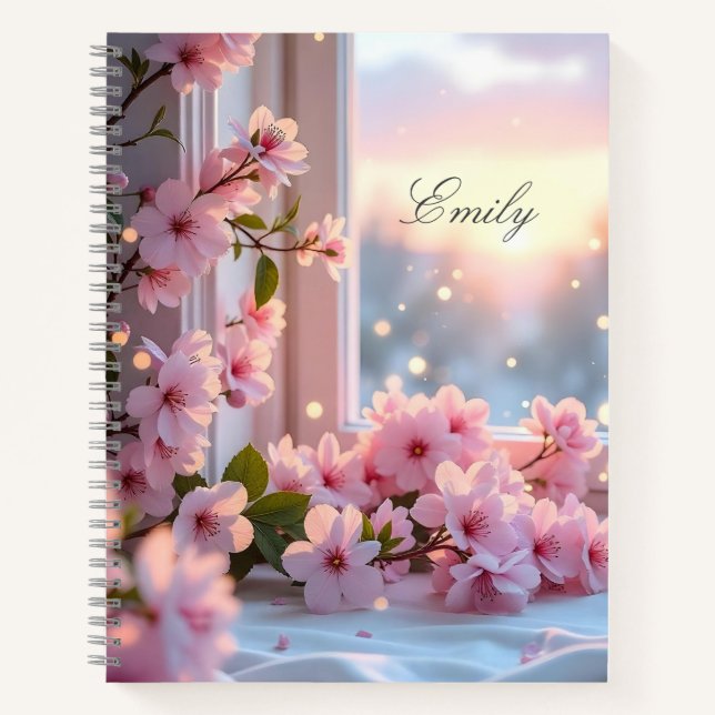 Pink Girly Custom image personalised Notebook (Front)