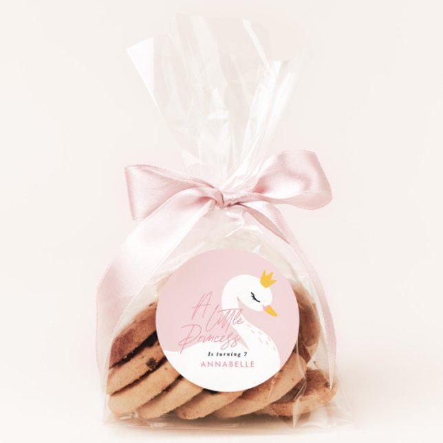 Pink girly elegant beautiful swan party  classic round sticker (Creator Uploaded)