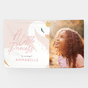 Pink girly elegant photo beautiful swan party banner