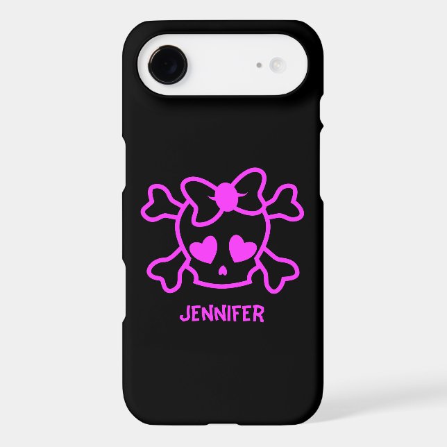 Pink girly emo skull with bow Case-Mate iPhone case (Back)