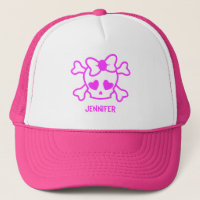 Pink girly emo skull with bow name girl