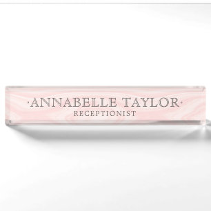 Pink Girly Feminine Business Company Nameplate