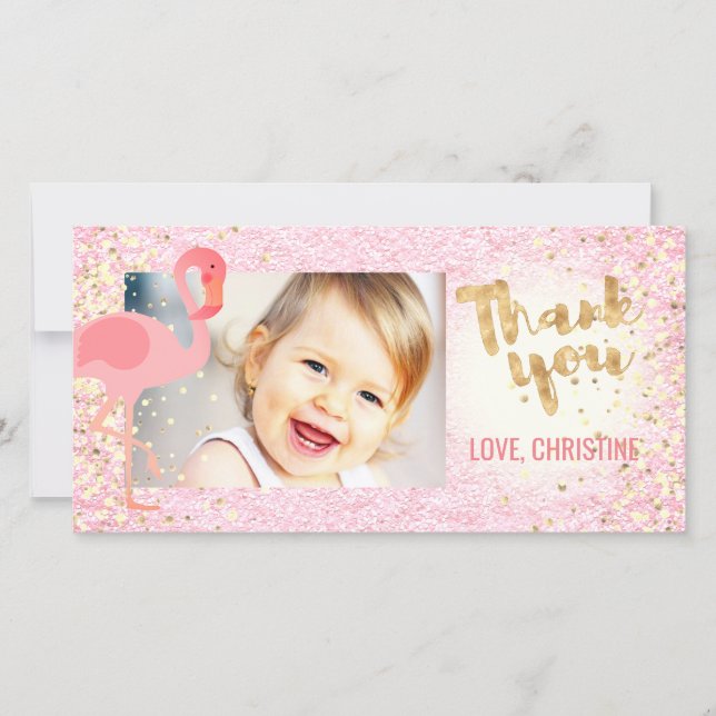 pink girly flamingo tropical thank you (Front)