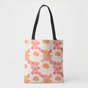 Pink Girly Floral Pattern Tote Bag