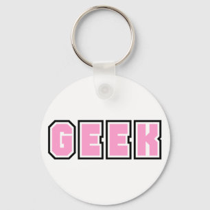 Pink Girly Geek Geeky Geeks Nerd Nerdy Glasses Fun Key Ring