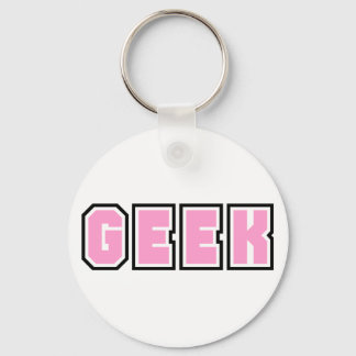 Pink Girly Geek Geeky Geeks Nerd Nerdy Glasses Fun Key Ring