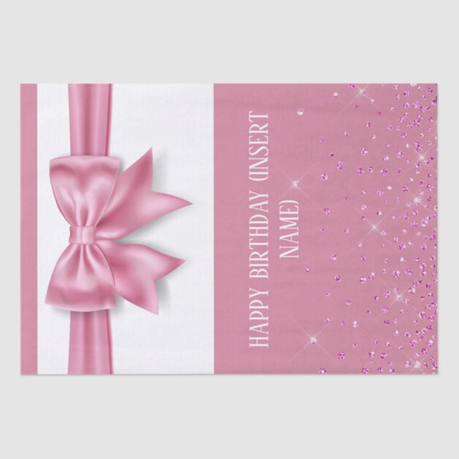 Pink girly girls birthday anniversary glitter glam tissue paper (Front)