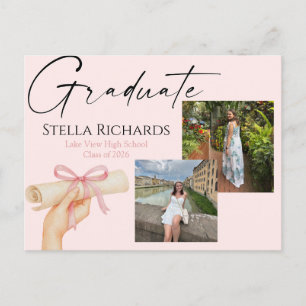 Pink girly graduation invitation announcement