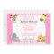Pink Girly Jungle Safari Friends 5x7 Baby Shower