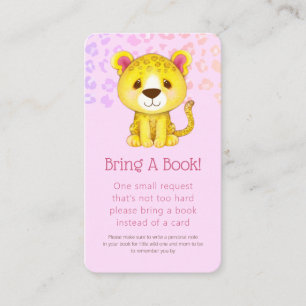 Pink Girly Leopard Baby Shower Book Request Enclosure Card