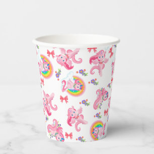Pink Girly Magical Unicorn Rainbow Paper Cup