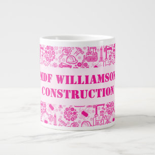 pink girly modern Architectural Blueprint Engineer Large Coffee Mug