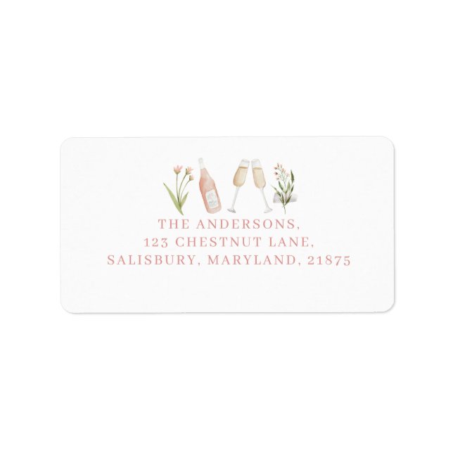 Pink girly modern champagne bachelorette stylish label (Front)