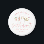 Pink girly modern champagne bachelorette stylish magnet<br><div class="desc">Pink girly modern champagne and cocktails bachelorette party favour magnet</div>
