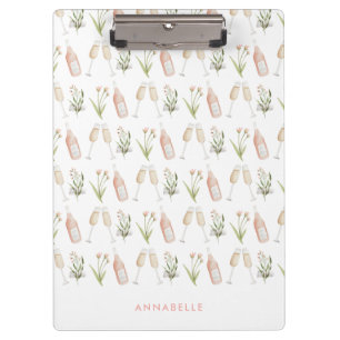 Pink girly modern drinks bachelorette party beach clipboard