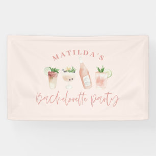 Pink girly modern drinks bachelorette weekend banner