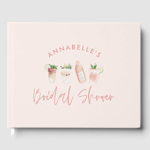 Pink girly modern drinks bridal shower guest book