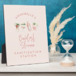 Pink girly modern script bridal shower sanitizer plaque<br><div class="desc">Pink girly modern script bridal shower sanitizer design.</div>