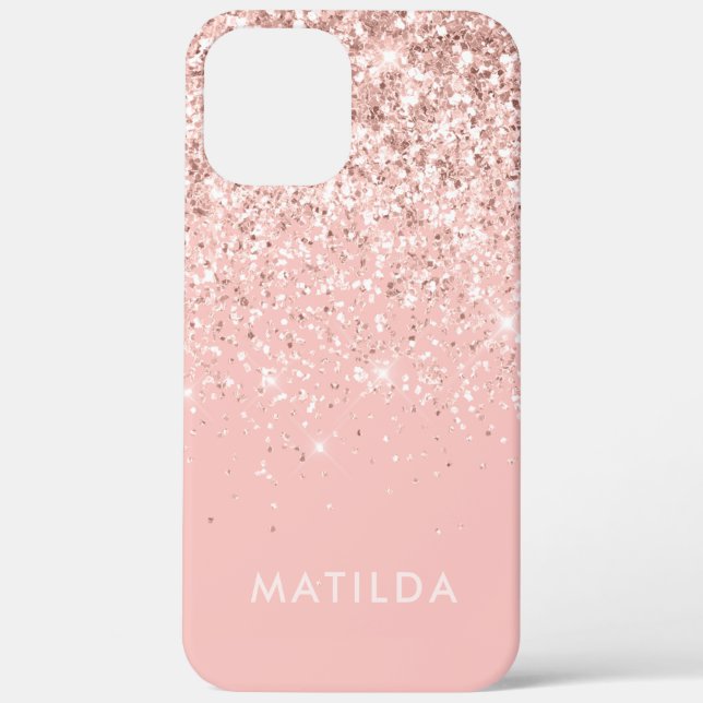 Pink girly modern simple glitter feminine beach to Case-Mate iPhone case (Back)