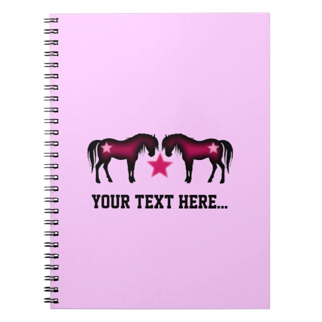 Pink Girly Personalised Horse Spiral Notebook (Front)