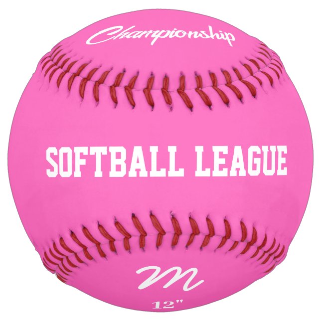 Pink Girly Personalized Softball (Front)