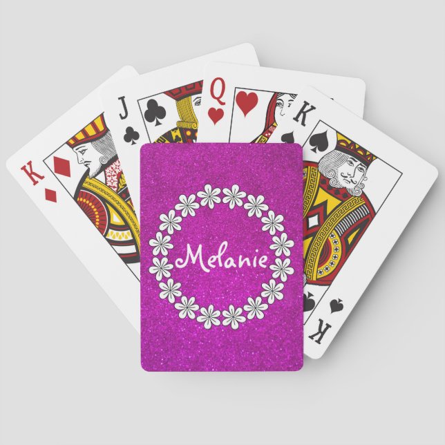 Pink girly playing cards with sparkly glitters (Back)