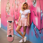 Pink Girly Retro Blonde Skater Girl  Skateboard<br><div class="desc">Get ready to roll in style with our Retro Chic Pink Pattern Skateboard! This unique, high-quality skateboard is a perfect blend of vintage charm and girly aesthetics. It's not just a ride, it's a fashion statement! Imprinted with a vibrant pink pattern inspired by retro designs, this skateboard is an instant...</div>
