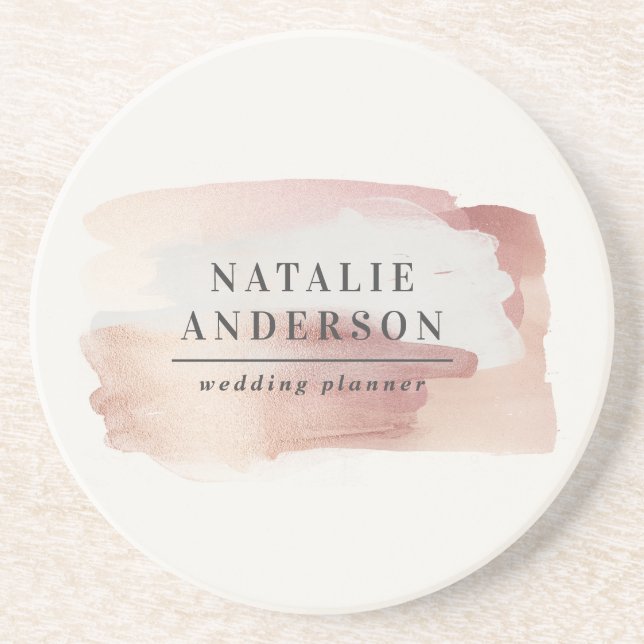 Pink girly rose gold modern stylish elegant coaster (Front)