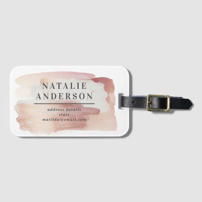Pink girly rose gold modern stylish  luggage tag (Front Horizontal)