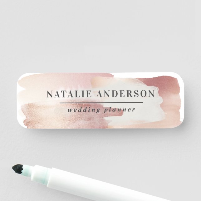 Pink girly rose gold modern stylish name tag (In Situ)