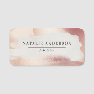 Pink girly rose gold modern stylish name tag