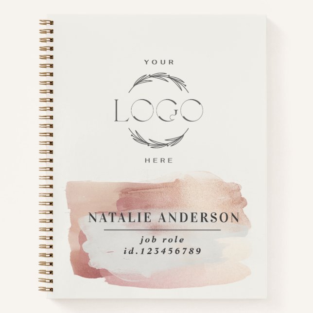 Pink girly rose gold modern stylish your logo notebook (Front)
