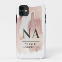 Pink girly rose monogram modern stylish