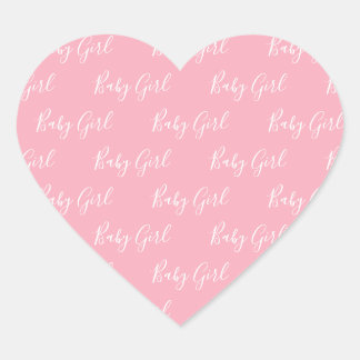 Pink Girly Script Baby Girl Heart Sticker