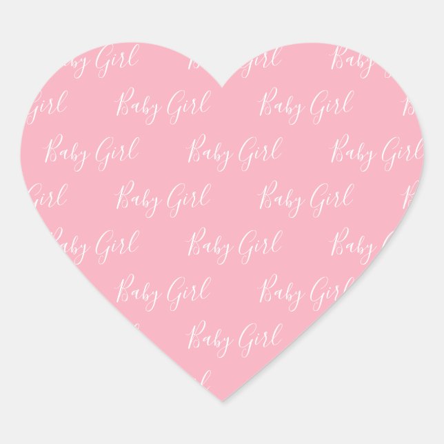 Pink Girly Script Baby Girl Heart Sticker (Front)
