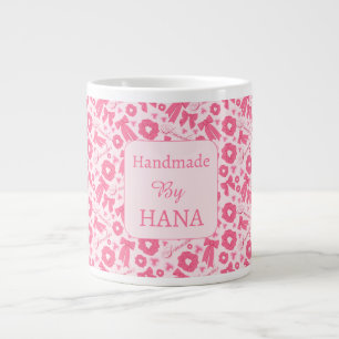 Pink Girly Scrunchies Pattern Cute Hair Accessory  Large Coffee Mug