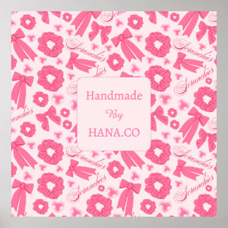 Pink Girly Scrunchies Pattern Cute Hair Accessory Poster
