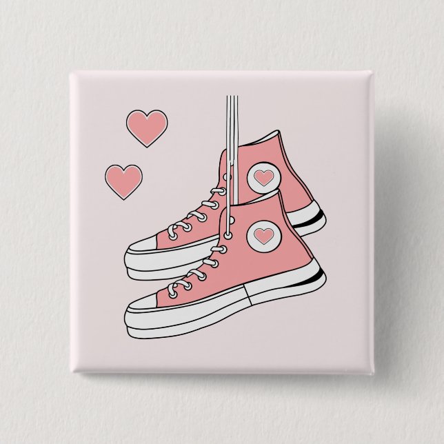 Pink Girly Sneakers 15 Cm Square Badge (Front)