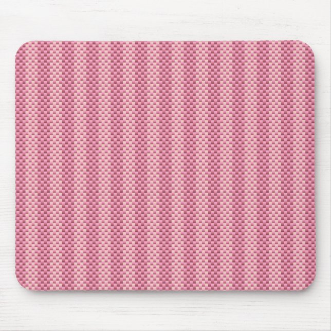 Pink girly striped carbon fibre patterned mouse pad (Front)