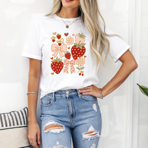 Pink Girly Summer Coquette Strawberry T-Shirt