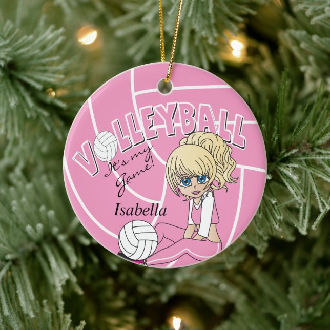 Pink Girly Volleyball Ceramic Tree Decoration (Tree)